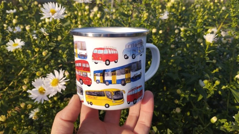 Plecháček Autobusy stříbrný lem