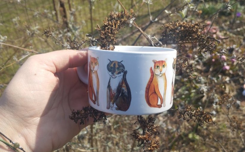Makronka keramická kočka kocour Bonekánci