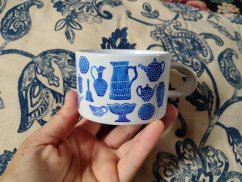 Makronka keramická modrý porcelán
