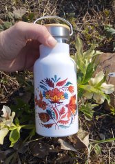 Termoska mini bandaska 350 ml Folklorní květy oranžové