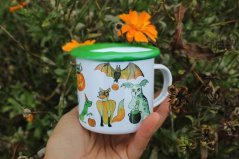 Plecháček Halloweenská zvířátka barevný lem