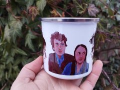 Plecháček Bob Dylan a Joan Baez stříbrný lem