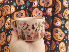 Makronka keramická Halloweenská zvířátka hnědá