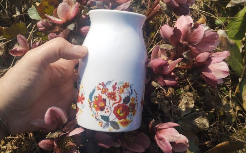 Džbánek folklorní květy oranžové