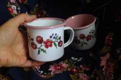 Plecháček Růžová výšivka růžový lem