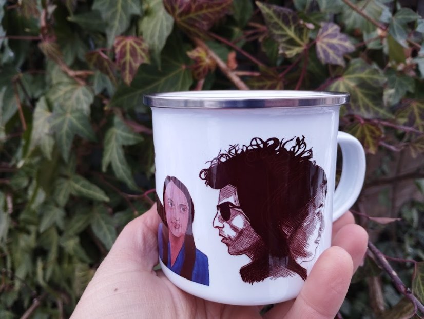 Plecháček Bob Dylan a Joan Baez stříbrný lem