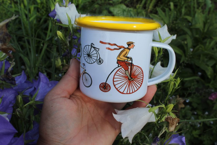 Plecháček Cyklista žlutý lem