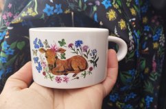 Makronka keramická kráva telátko